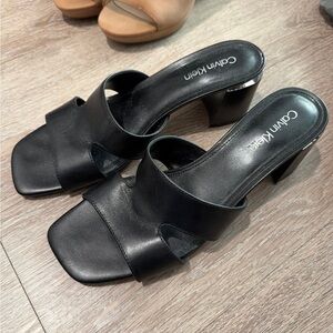 Calvin Klein Black Leather Mules